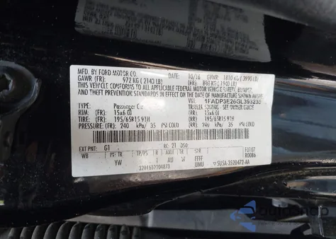 2016 Ford Focus S from USA, damaged, VIN 1FADP3E26GL393235